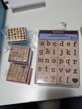 4 alphabet rubber stamp sets